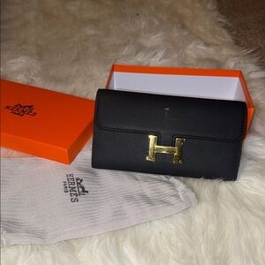 Wallet in Black with Gold Hardware